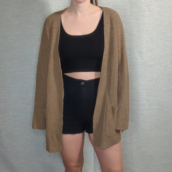 Oak + Fort Oversized Cardigan in Cookie Brown - Picture 1 of 9